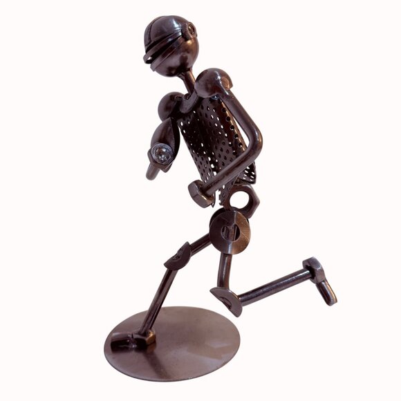 Football Industrial Art Sculpture Nuts and Bolts Metal Sports Recycled Decor 9" - Picture 12 of 14